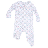 Golf Trellis Pink - Smocked Peter Pan Snap Footie