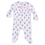 Stripe Dot Roses - Smocked Peter Pan Snap Footie
