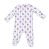 Stripe Dot Roses - Smocked Peter Pan Snap Footie