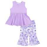 Lacy Lavender Floral - Peplum Tank Top with Baby Bells