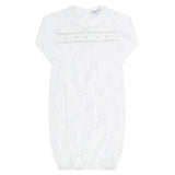 Grey Stars Print Smocked Gown