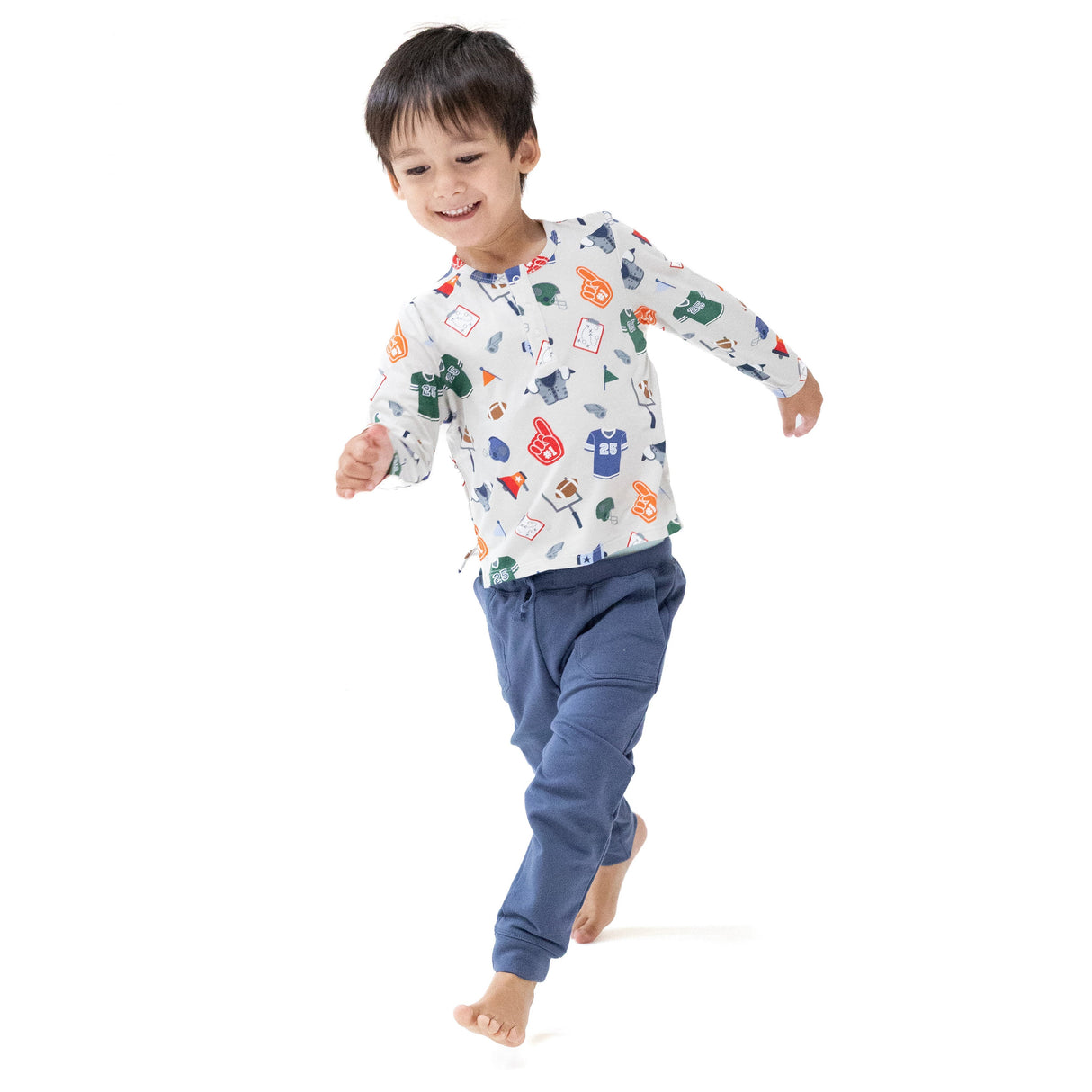 Long Sleeve Henley - Game Day Grey - HoneyBug 