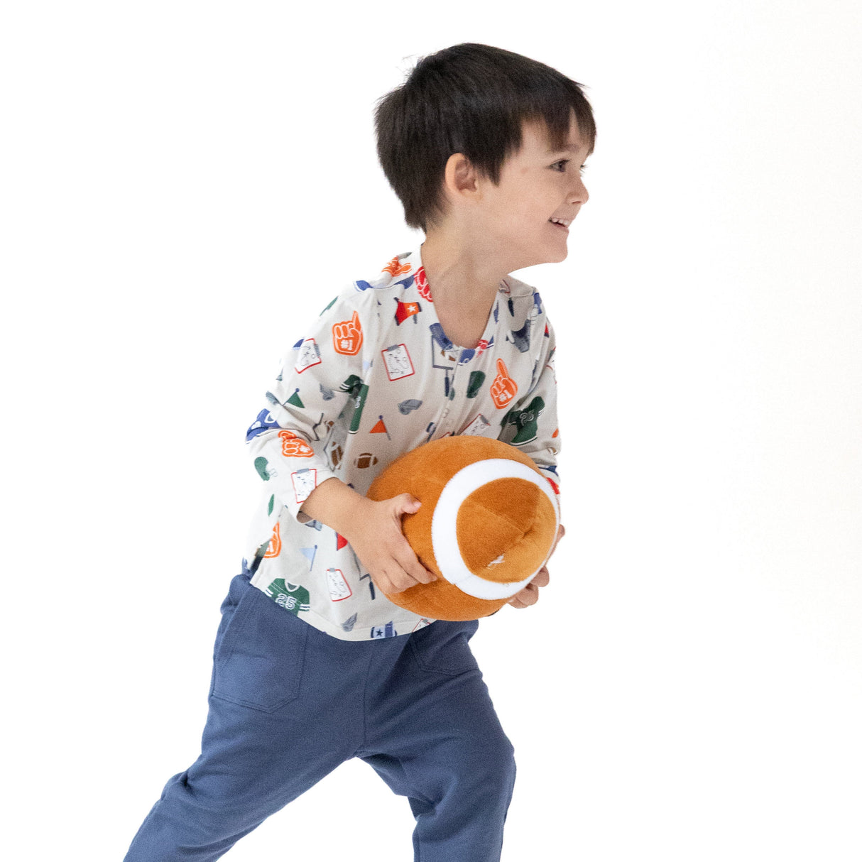 Long Sleeve Henley - Game Day Grey - HoneyBug 