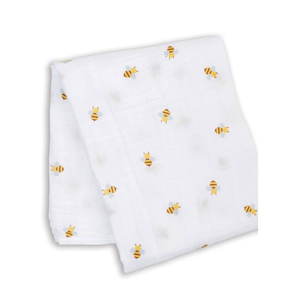 Muslin Cotton Swaddle Blanket - Large - Bees - HoneyBug 