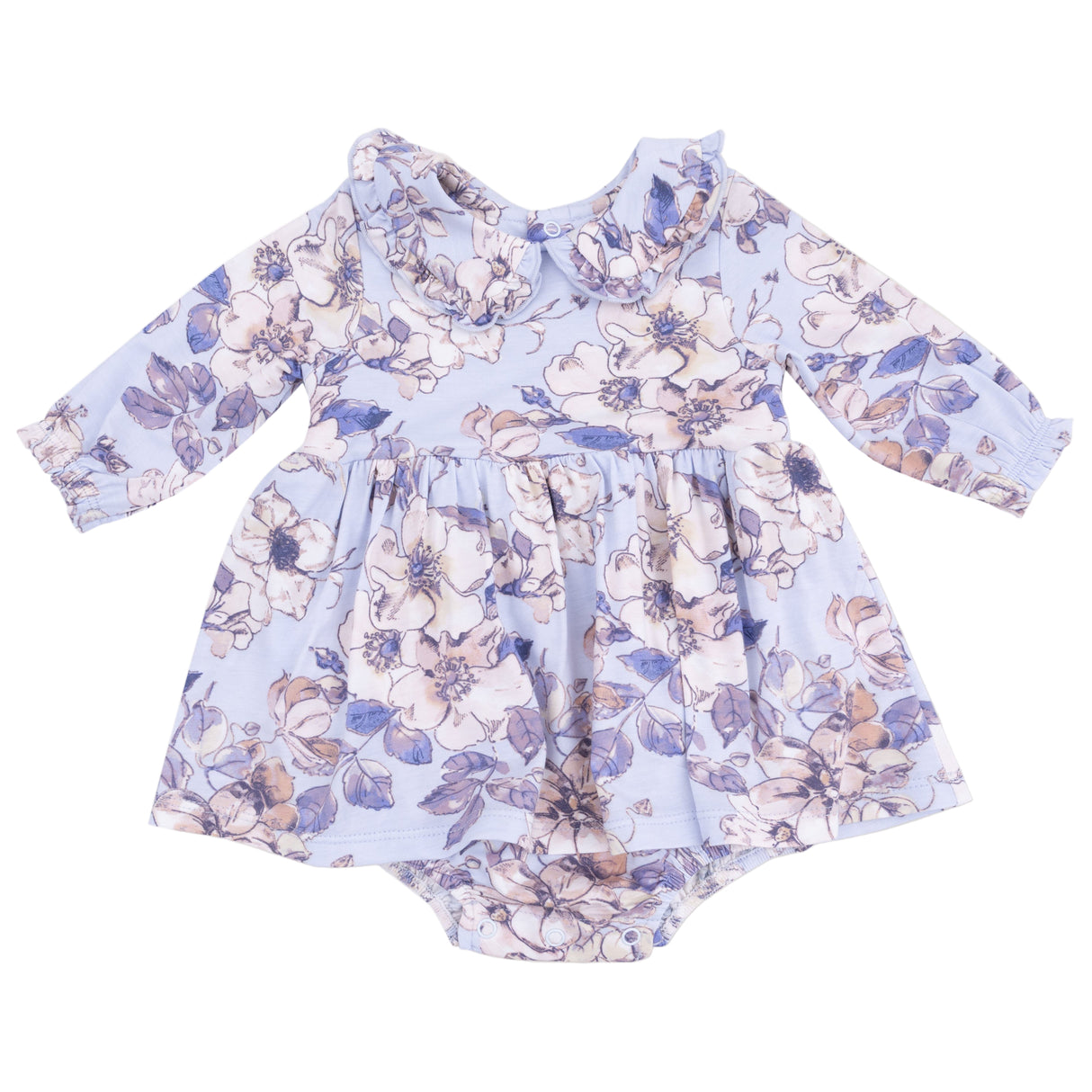 Long Sleeve Peter Pan Ruffle Collar Bubble with Skirt - HoneyBug 