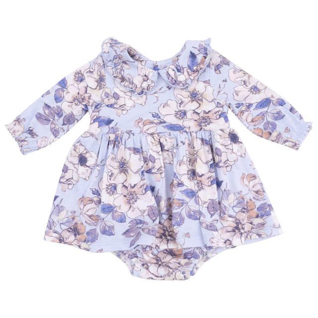 Long Sleeve Peter Pan Ruffle Collar Bubble with Skirt - HoneyBug 