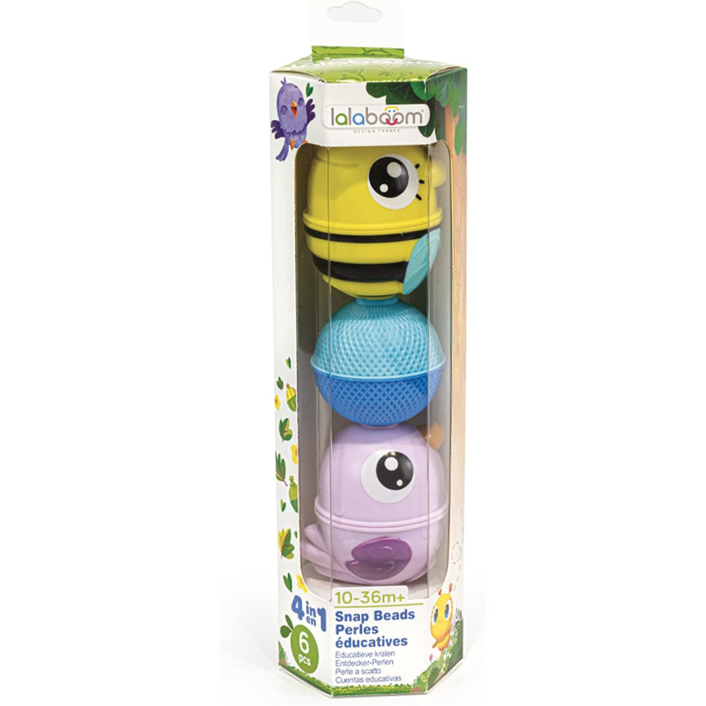 Lalaboom My First 6 Piece Character Pop Bead Activity Tube - HoneyBug 