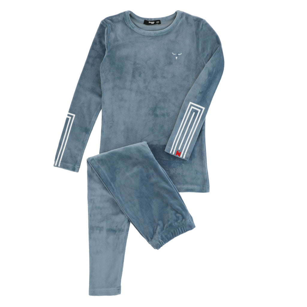 Rectangle Print on Sleeve Loungewear Set, Moonlight Blue - HoneyBug 