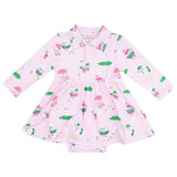 Long Sleeve Polo Bodysuit Dress - HoneyBug 