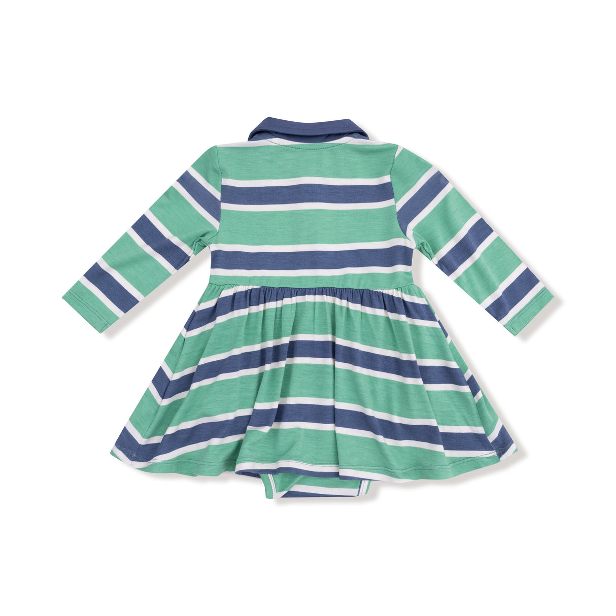 Long Sleeve Polo Bodysuit Dress - Rugby Stripe - HoneyBug 
