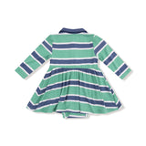 Long Sleeve Polo Bodysuit Dress - Rugby Stripe - HoneyBug 
