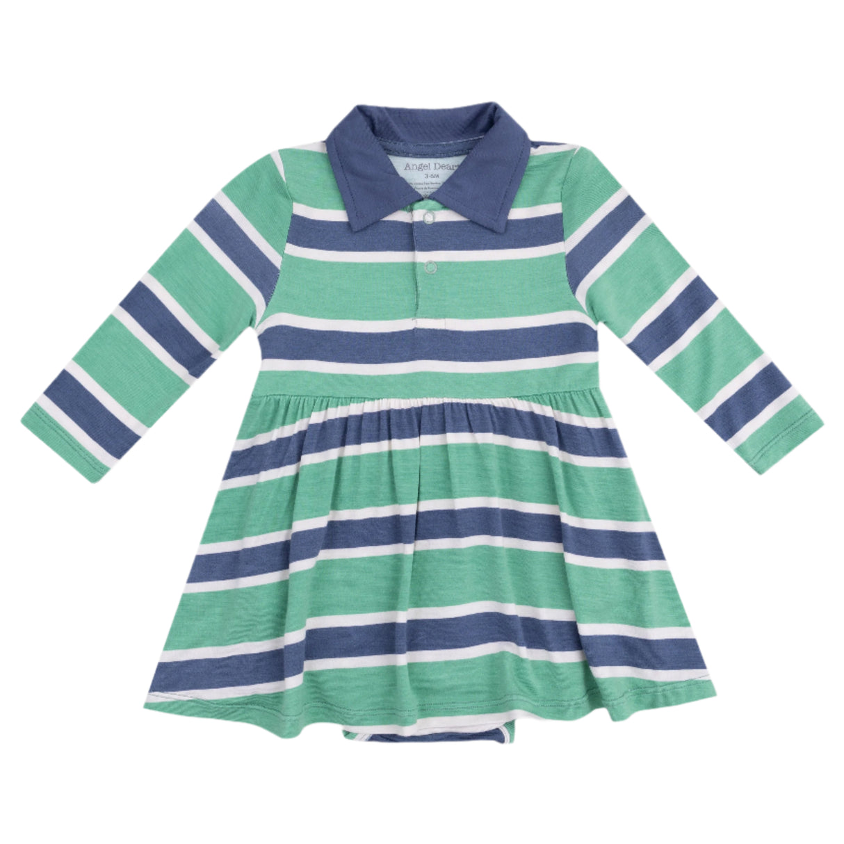 Long Sleeve Polo Bodysuit Dress - Rugby Stripe - HoneyBug 