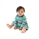 Long Sleeve Polo Bodysuit Dress - Rugby Stripe - HoneyBug 