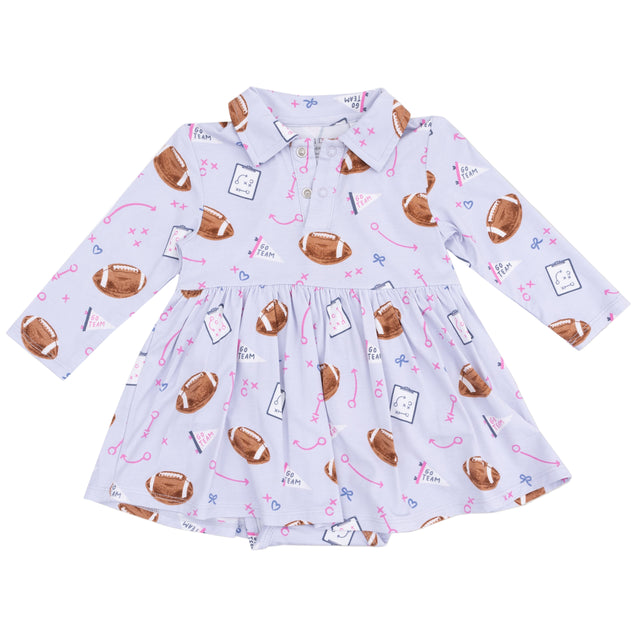 Long Sleeve Polo Bodysuit Dress - HoneyBug 