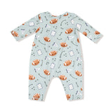 Long Sleeve Henley Romper - Touchdown Time Grey Mist - HoneyBug 