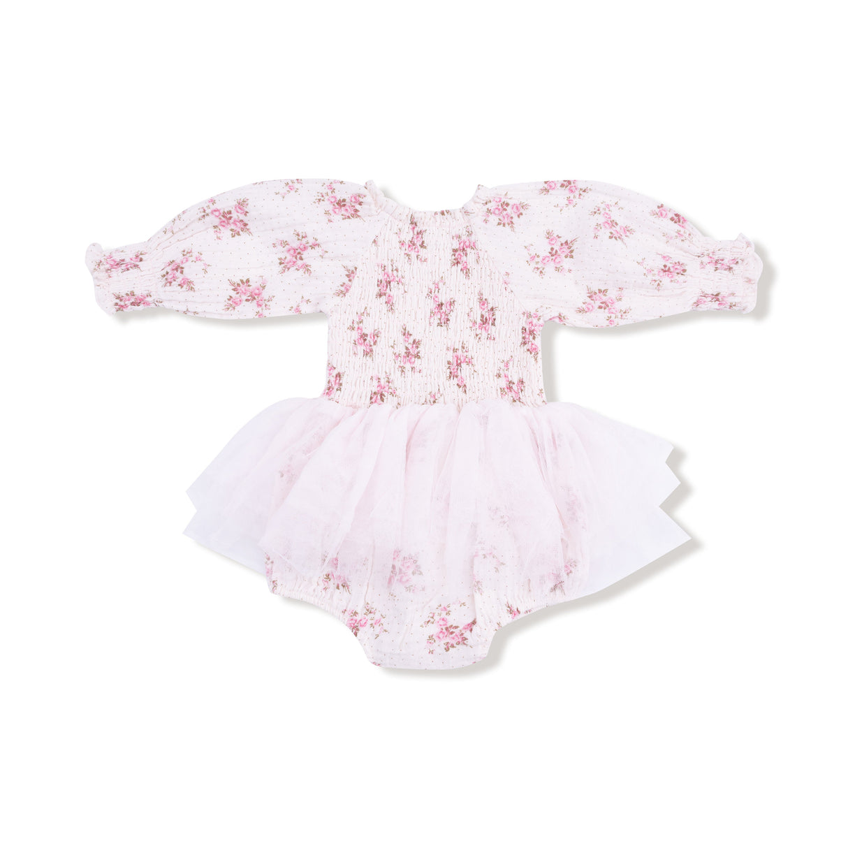 Long Sleeve Smocked Bubble with Tutu - HoneyBug 