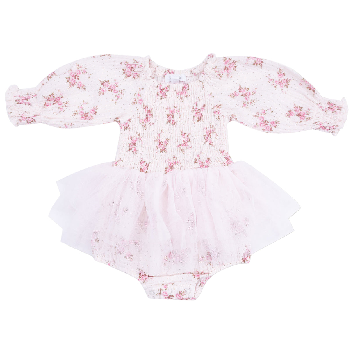 Long Sleeve Smocked Bubble with Tutu - HoneyBug 