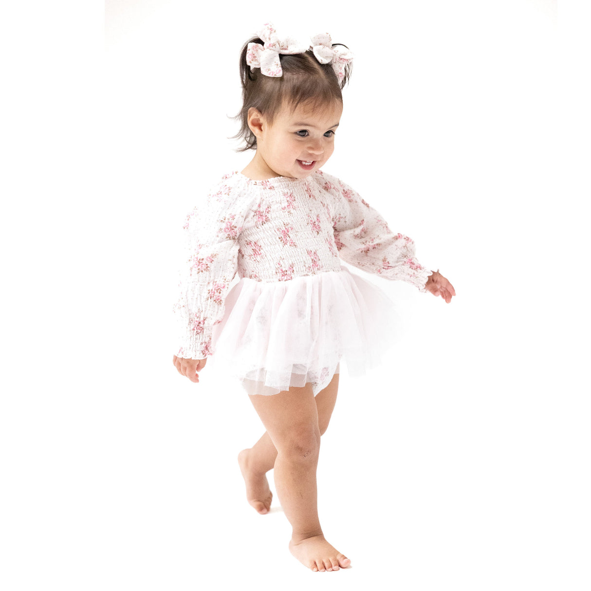 Long Sleeve Smocked Bubble with Tutu - HoneyBug 
