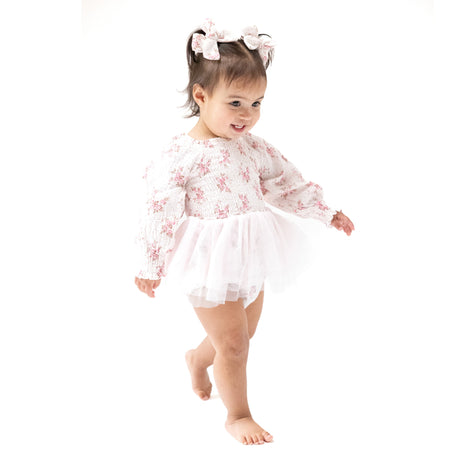 Long Sleeve Smocked Bubble with Tutu - HoneyBug 