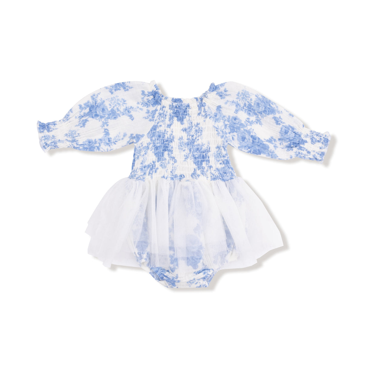 Long Sleeve Smocked Bubble with Tutu - HoneyBug 