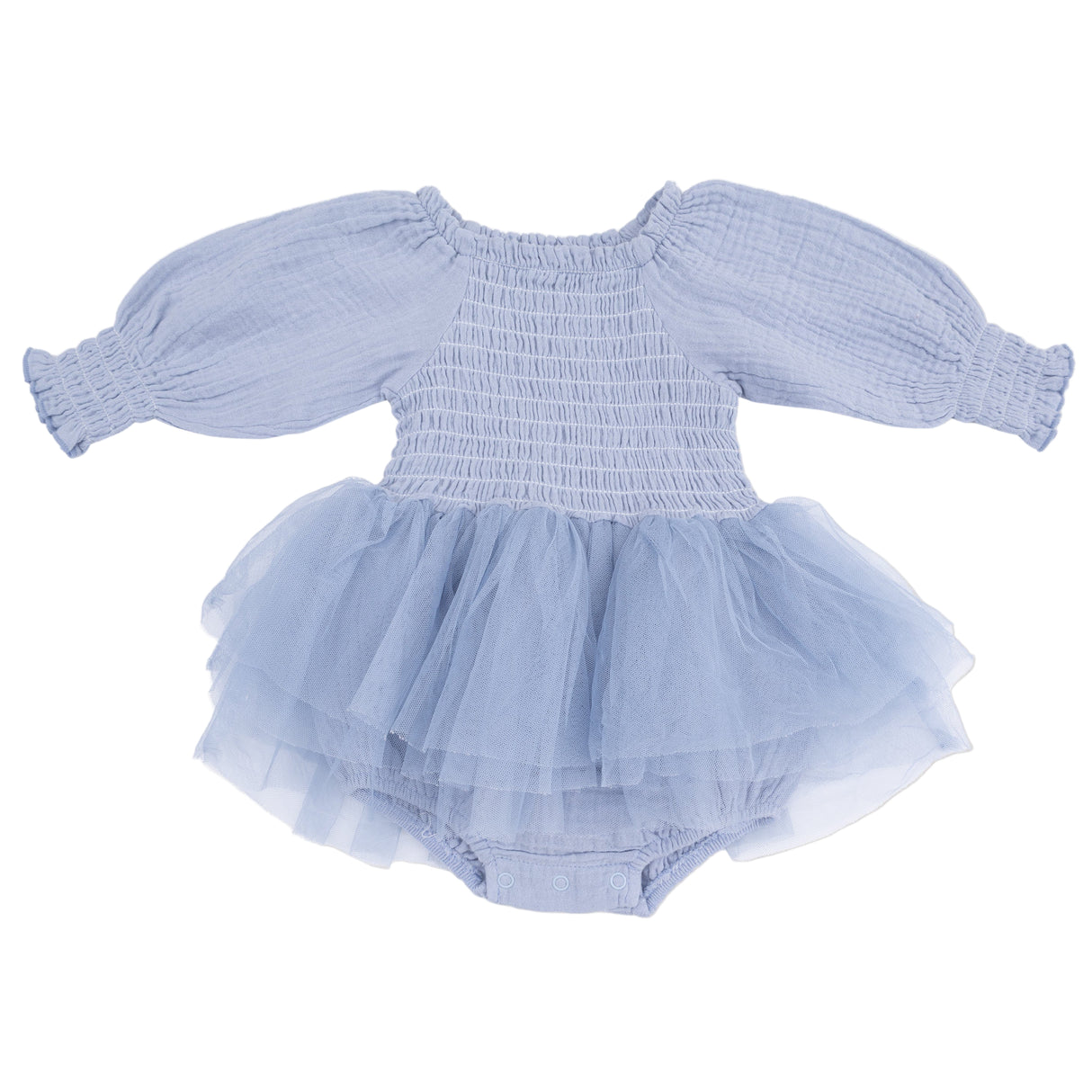 Long Sleeve Smocked Bubble with Tutu - HoneyBug 