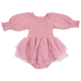 Long Sleeve Smocked Bubble with Tutu - HoneyBug 