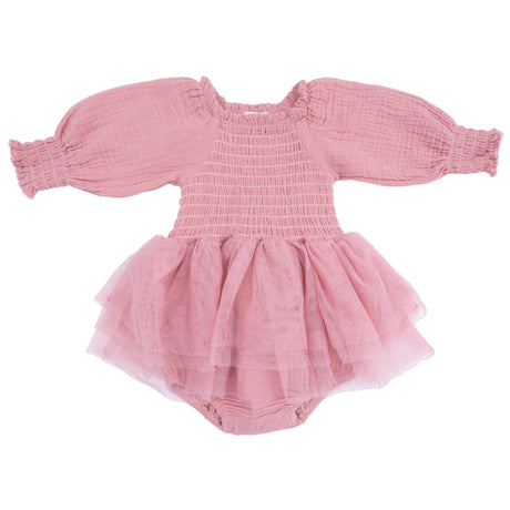 Long Sleeve Smocked Bubble with Tutu - HoneyBug 