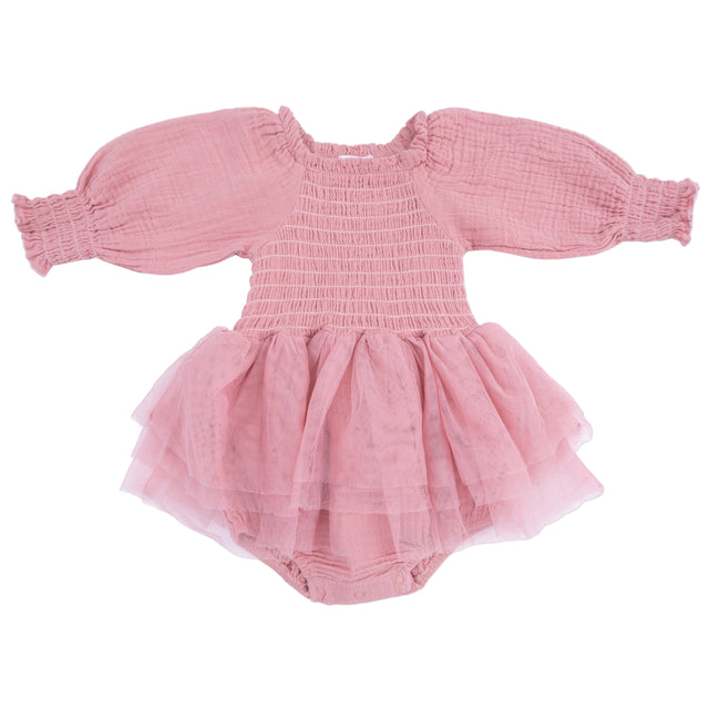 Long Sleeve Smocked Bubble with Tutu - HoneyBug 