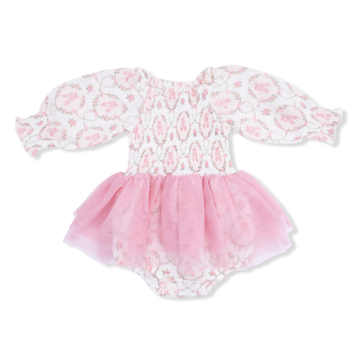 Cameo Ballet Shoes - Long Sleeve Smocked Bubble with Tutu