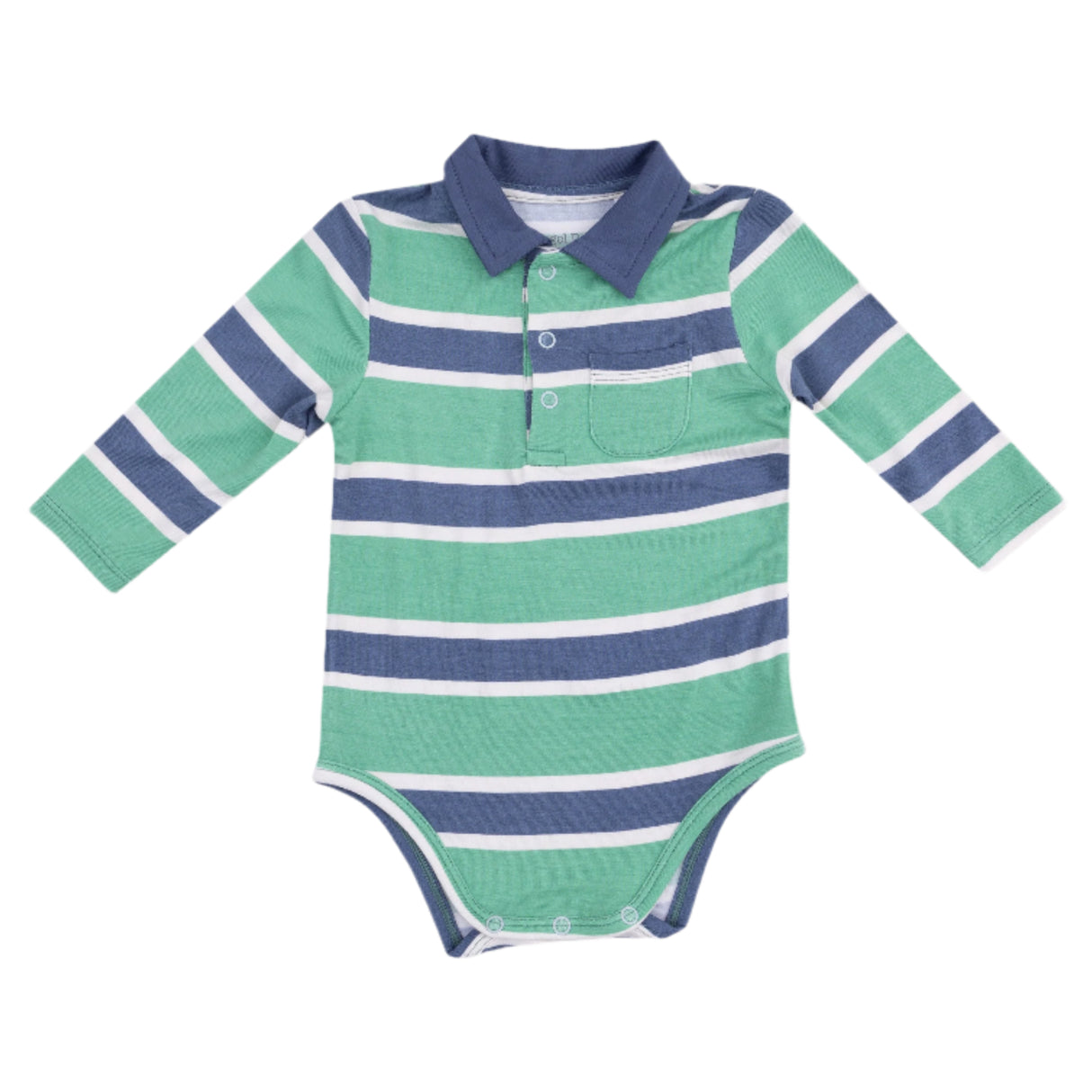 Long Sleeve Polo Bodysuit - Rugby Stripe - HoneyBug 