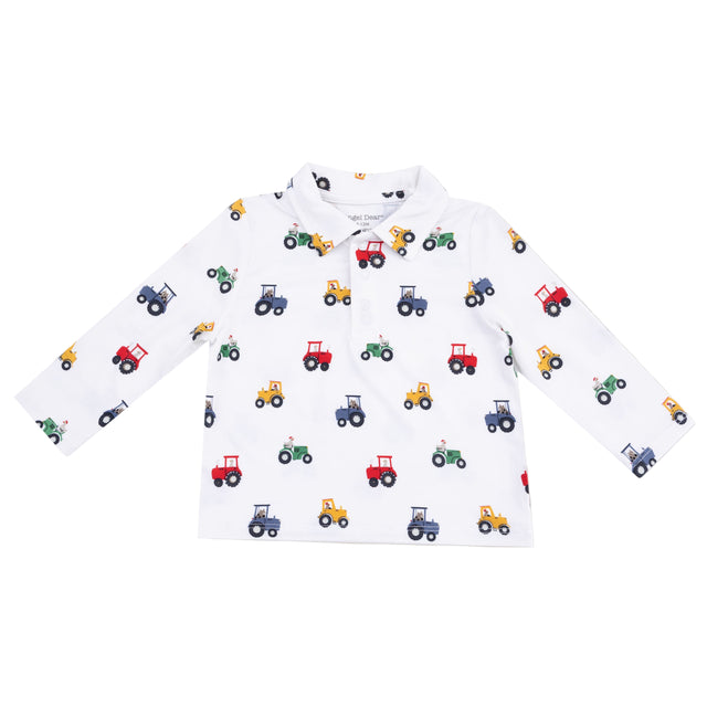 Polo Long Sleeve Shirt Tractor Print - HoneyBug 