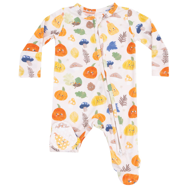 2 Way Zipper Footie - Autumn Pumpkins - HoneyBug 