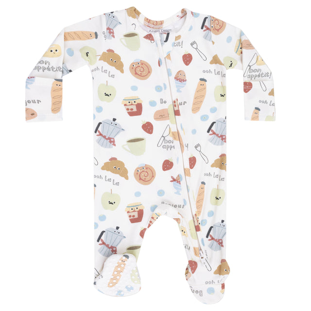 2 Way Zipper Footie - Bonjour Breakfast - HoneyBug 