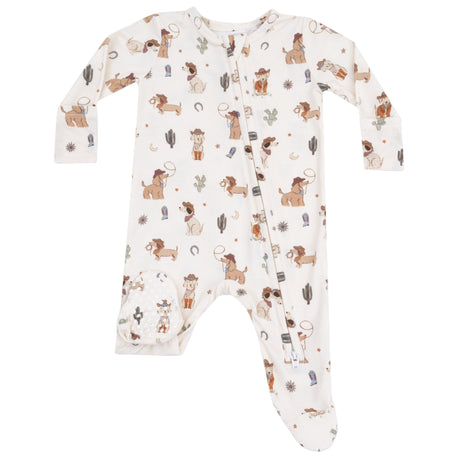 2 Way Zipper Footie - Cowboy Dogs - HoneyBug 