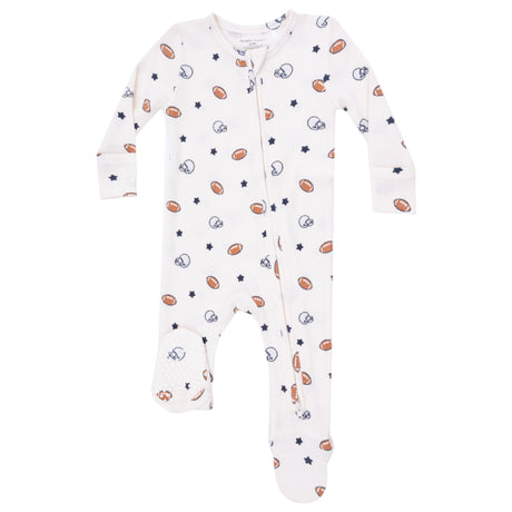 2 Way Zipper Footie - Footballs and Stars - HoneyBug 