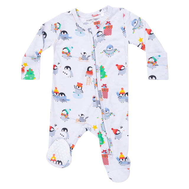 Holiday Penguins - 2 Way Zipper Footie - HoneyBug 