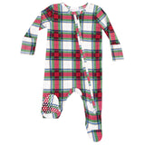 2 Way Zipper Footie - Holiday Plaid - HoneyBug 