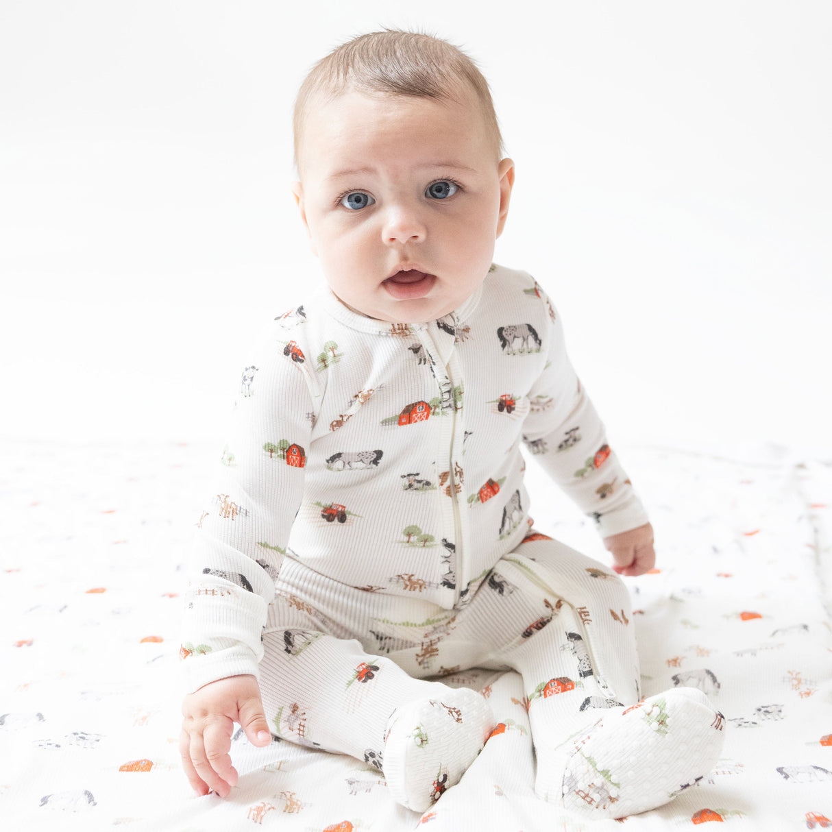 2 Way Zipper Footie - Little Farm - HoneyBug 