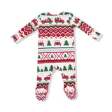 2 Way Zipper Footie - Red Truck Fair Isle - HoneyBug 