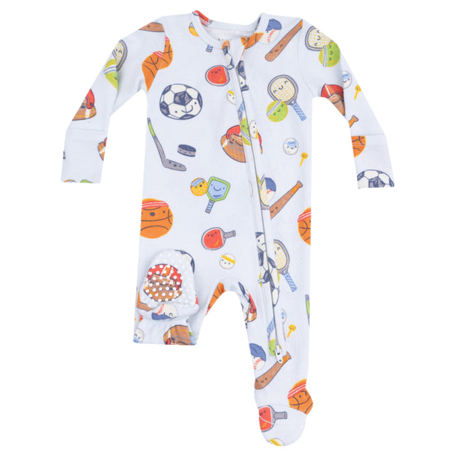2 Way Zipper Footie - Sports Ball Friends - HoneyBug 