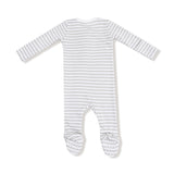 2 Way Zipper Footie - Stripe - Mineral- Grey/White - HoneyBug 