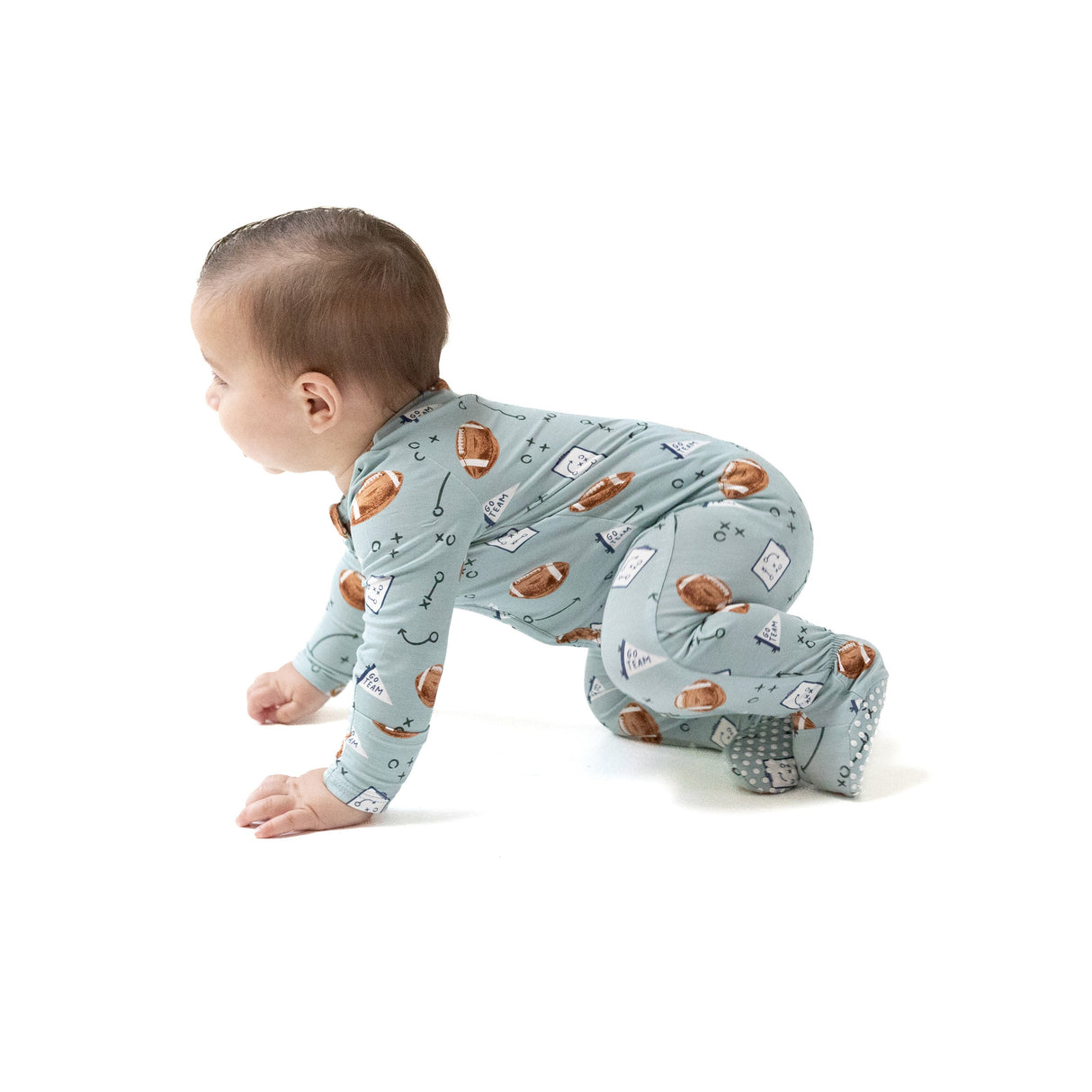 2 Way Zipper Footie - Touchdown Time Grey Mist - HoneyBug 