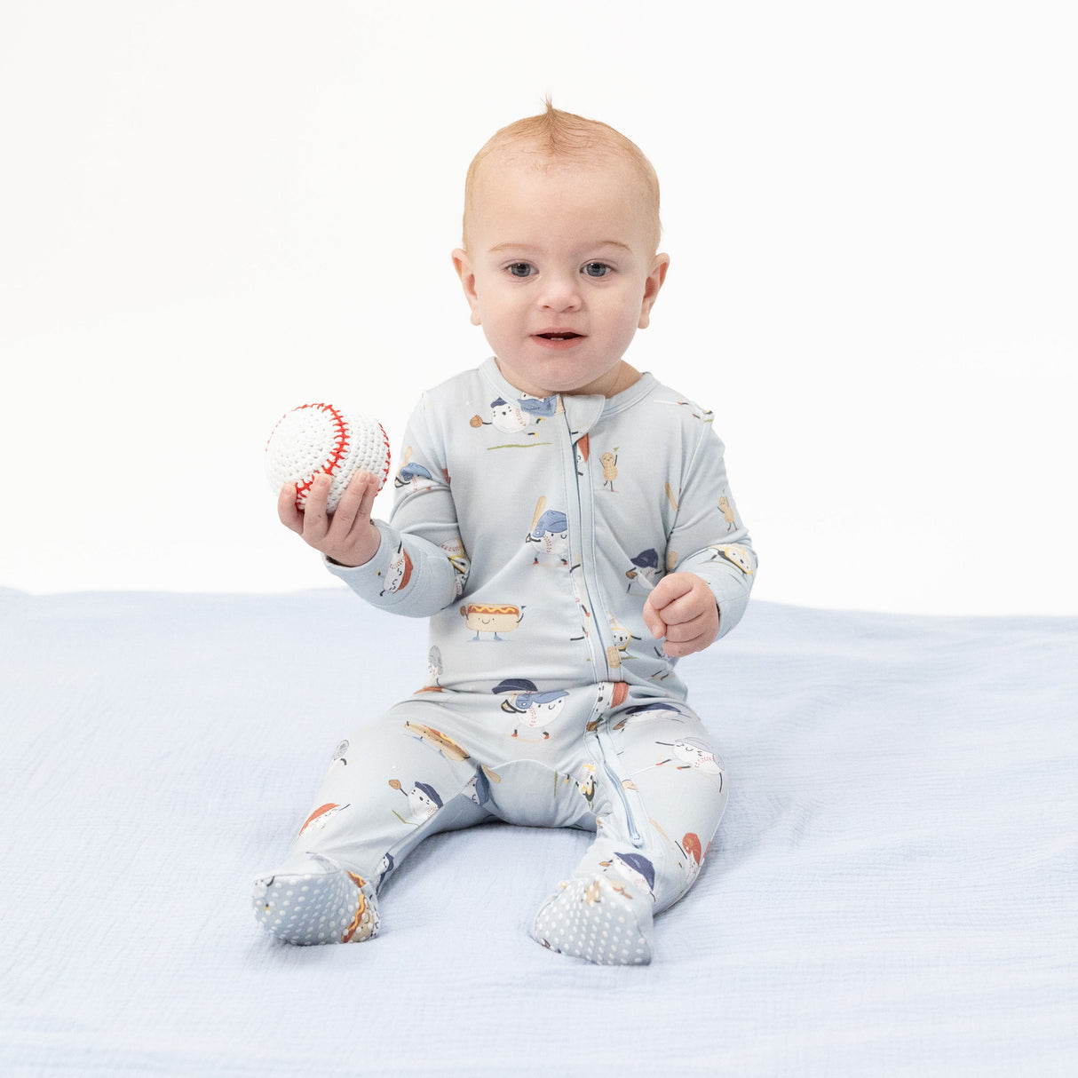 Baseballs Playing Baseball - 2 Way Zipper Footie