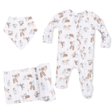 Cowboy Nursery -  2 Way Zipper Footie, Bandana Bib, & Swaddle Blanket Set