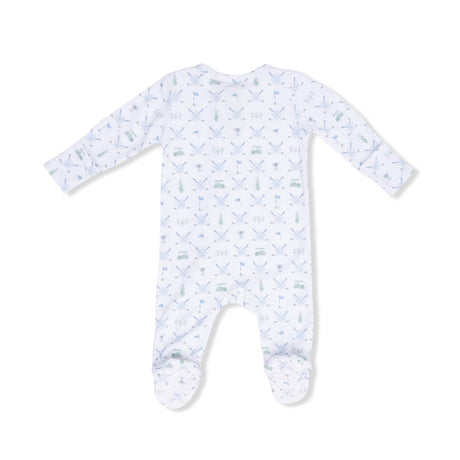 Golf Trellis Blue - 2 Way Zipper Footie & Swaddle Blanket