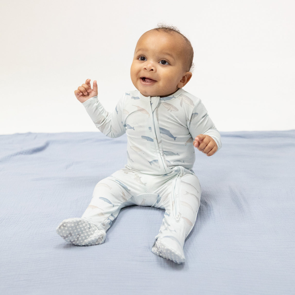 Little Whales - 2 Way Zipper Footie