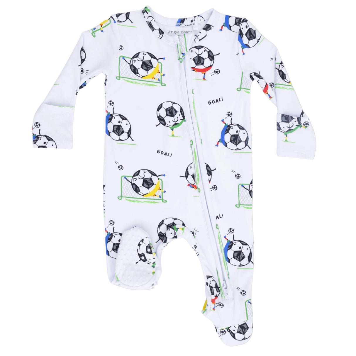 Soccer Balls Playing Soccer  Blue - 2 Way Zipper Footie