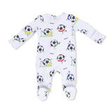 Soccer Balls Playing Soccer  Blue - 2 Way Zipper Footie
