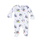 Soccer Balls Playing Soccer  Blue - 2 Way Zipper Footie