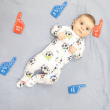 Soccer Balls Playing Soccer  Blue - 2 Way Zipper Footie